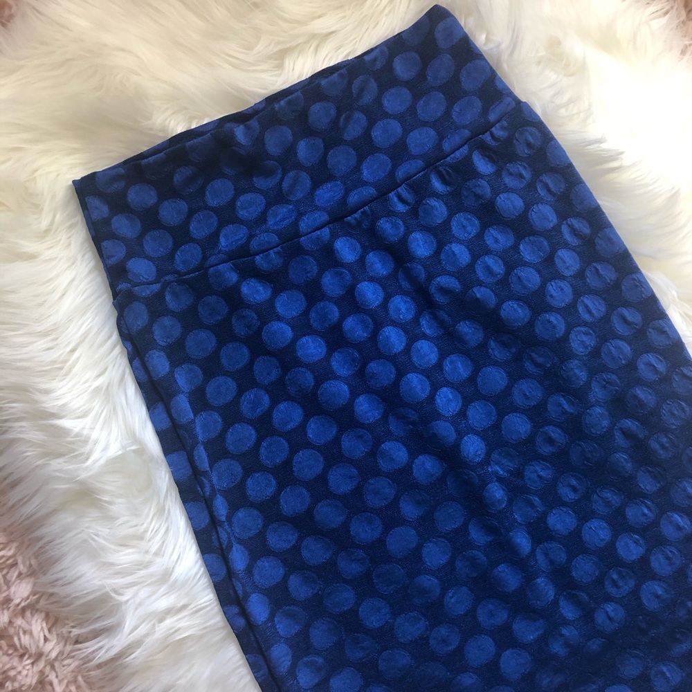LuLaRoe Blue Polka Dot Pencil Skirt
